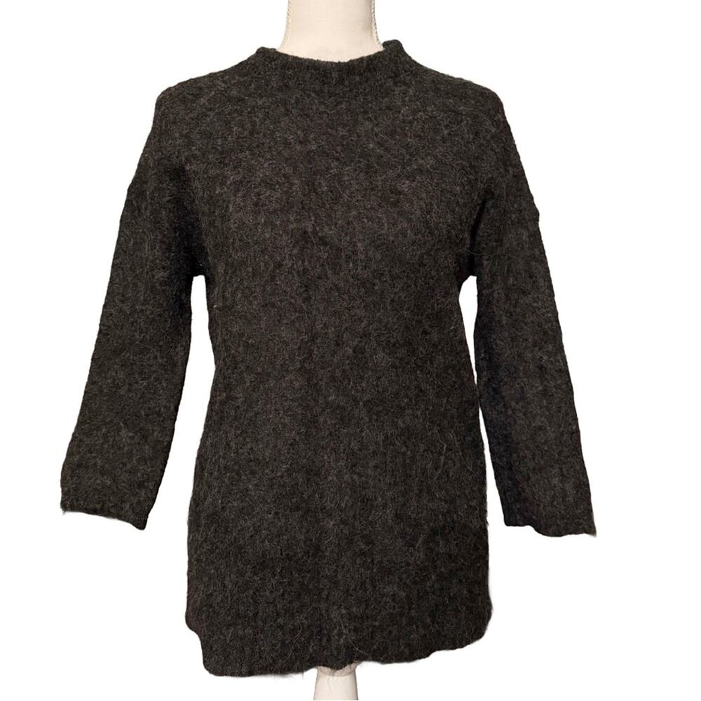 VTG J. Crew Charcoal Gray Alpaca & Merino Wool Crewneck Tunic Sweater Size XXS